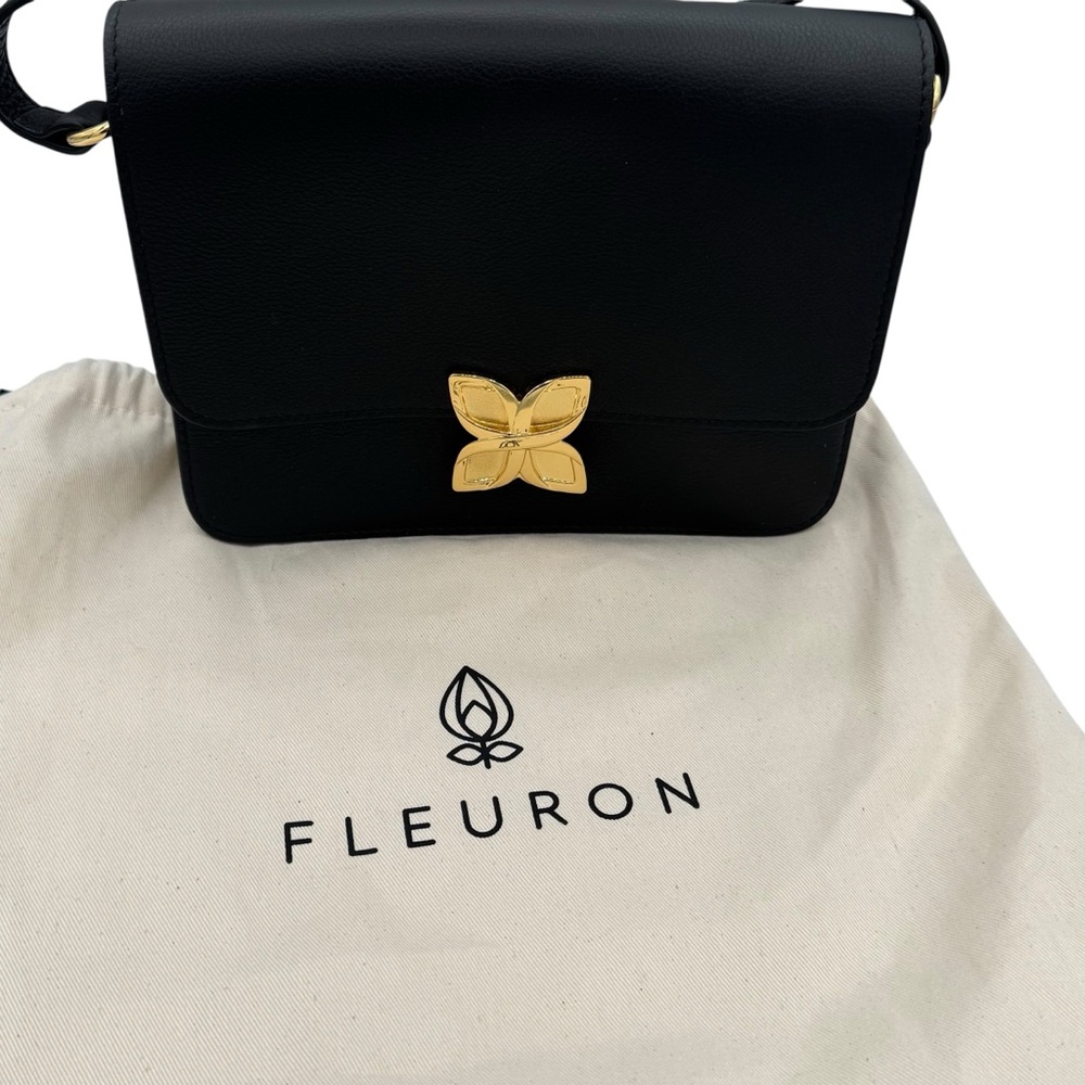 NEW Fleuron Hortensia Shoulder Bag in Black Noir - Picture 5 of 13